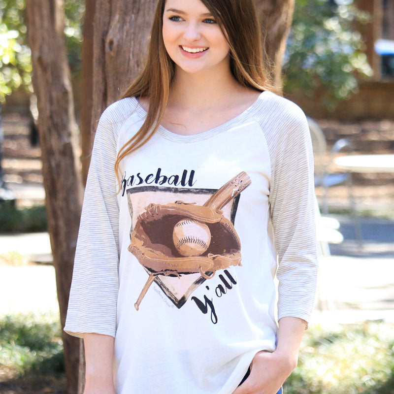 SALE Bjaxx Southern Grace Baseball Y'all Long Sleeve Raglan T-Shirt