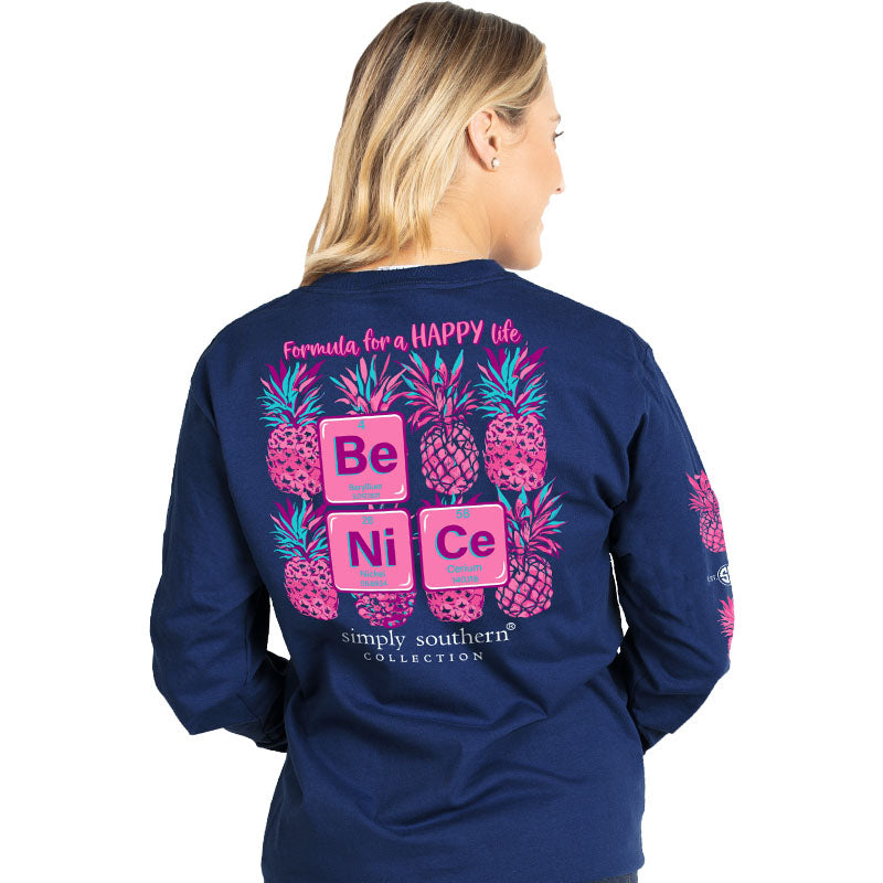 SALE Simply Southern Preppy Be Nice Pineapple Long Sleeve T-Shirt