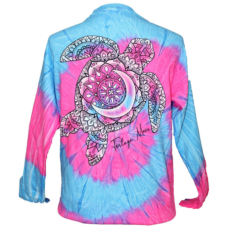 Southern Attitude Tortuga Moon Turtle Tie Dye Long Sleeve T-Shirt