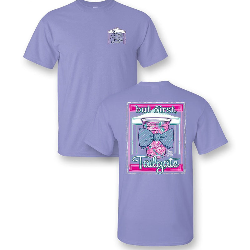 Sassy Frass Preppy Bow But First Tailgate T-Shirt