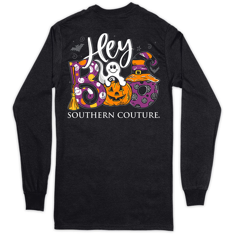Southern Couture Classic Hey Boo Halloween Long Sleeve T-Shirt