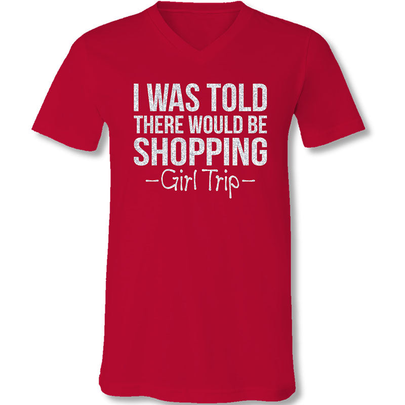 Sassy Frass Shopping Girl Trip Glitter V-Neck Canvas T-Shirt