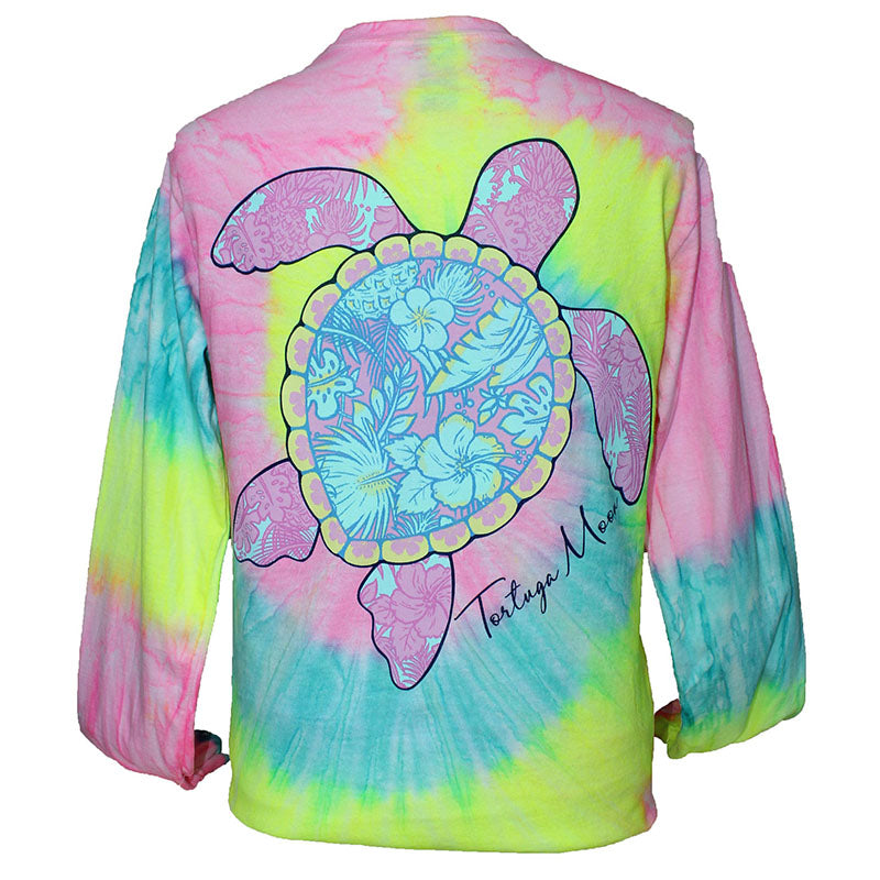Southern Attitude Tortuga Moon Palm Turtle Tie-dye Long Sleeve T-Shirt