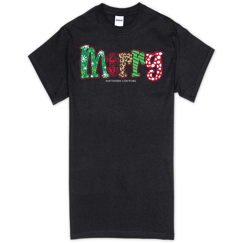SALE Southern Couture Merry Pattern Holiday Soft T-Shirt