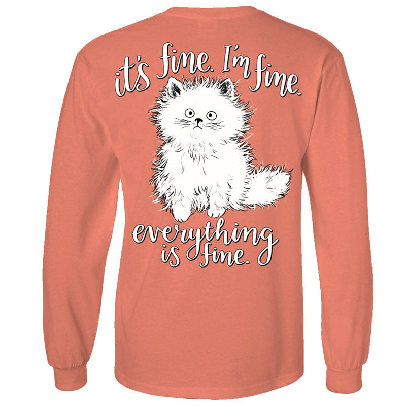 Southern Attitude Everything&#39;s Fine Cat Long Sleeve T-Shirt