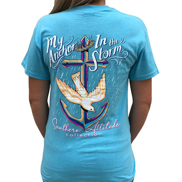 Southern Attitude Preppy Anchor In The Storm Blue T-Shirt