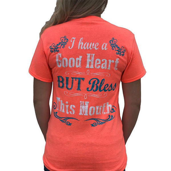 Country Life Southern Attitude Coral Bless This Mouth T-Shirt