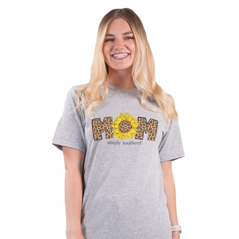 SALE Simply Southern Vintage Leopard Mom Sunflower T-Shirt