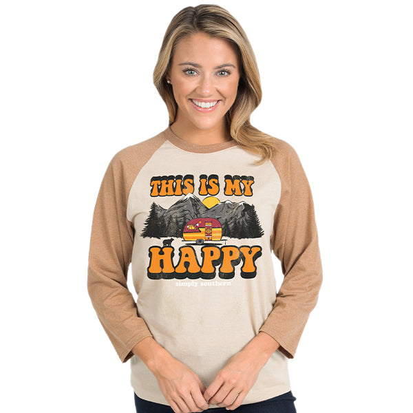 SALE Simply Southern Vintage Collection Mountain Camper Happy Long Sleeve T-Shirt
