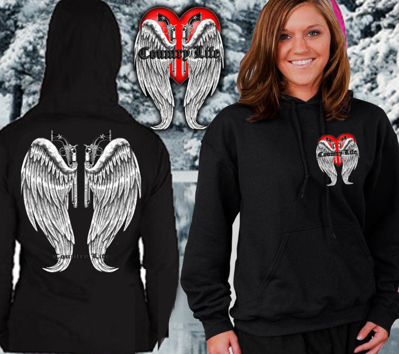 Country Life Outfitters Wings Guns Vintage Black Unisex Hoodie - SimplyCuteTees