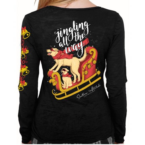 Southern Attitude Preppy Jingle All The Way Holiday Long Sleeve T-Shirt