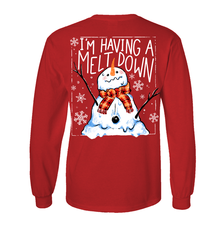 Southern Attitude Meltdown Snowman Holiday Long Sleeve T-Shirt