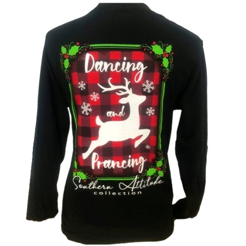 SALE Southern Attitude Preppy Dancing Prancing Holiday Long Sleeve T-Shirt
