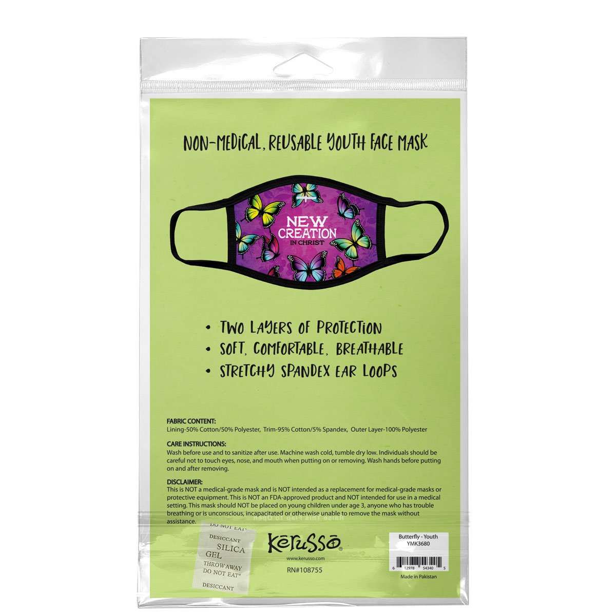 Kerusso Kids New Creation in Christ Butterfly Youth Protective Fashion Mask
