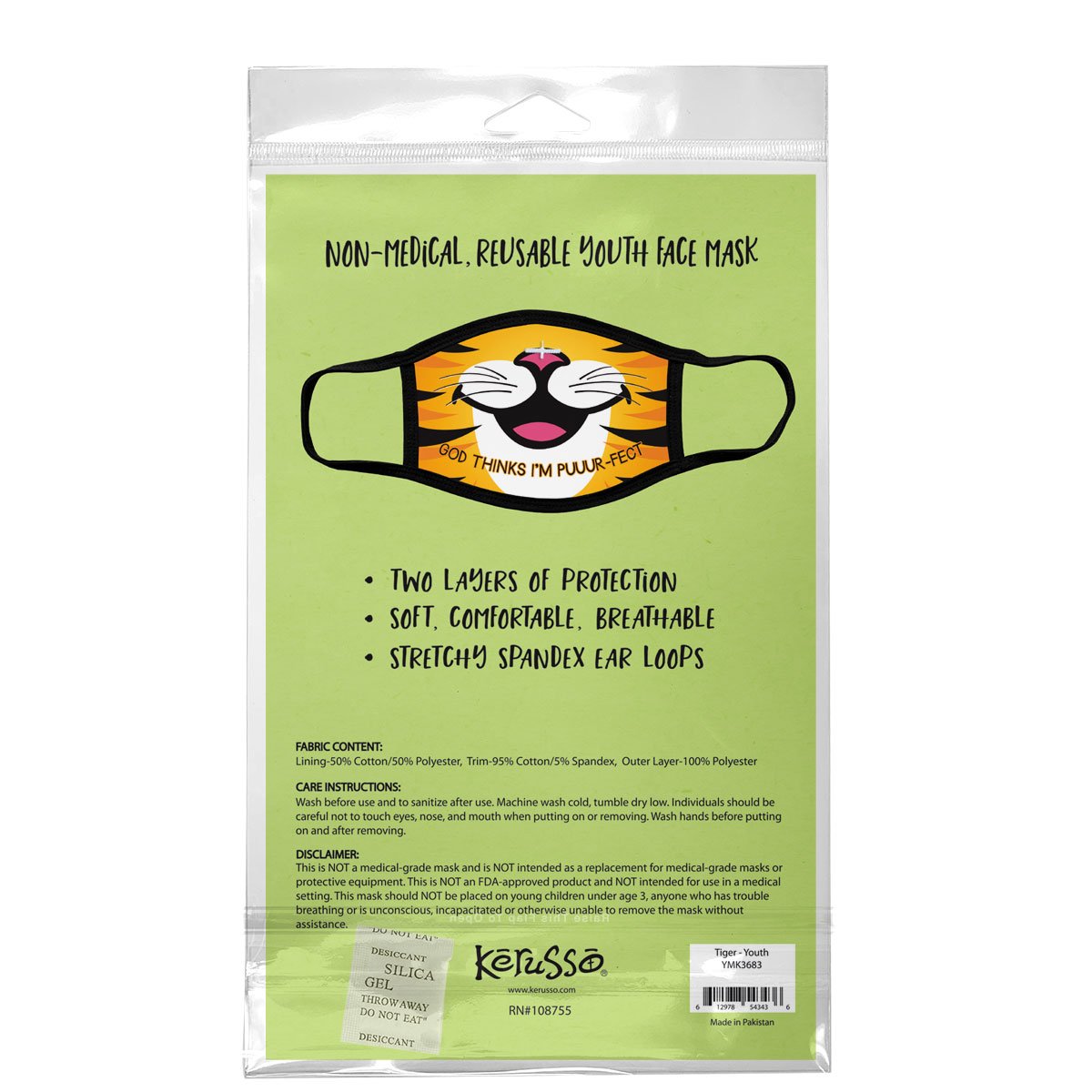 Kerusso Kids God Thinks I&#39;m Perfect Tiger Youth Protective Fashion Mask