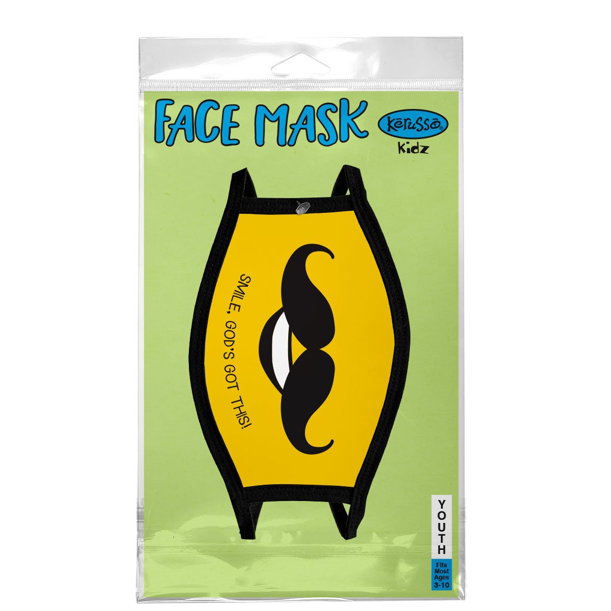 Kerusso Kids Smile God&#39;s Got This Mustache Youth Protective Fashion Mask