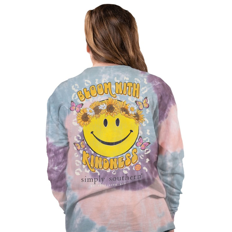 Simply Southern Bloom With Kindness Tie Dye Long Sleeve T-Shirt