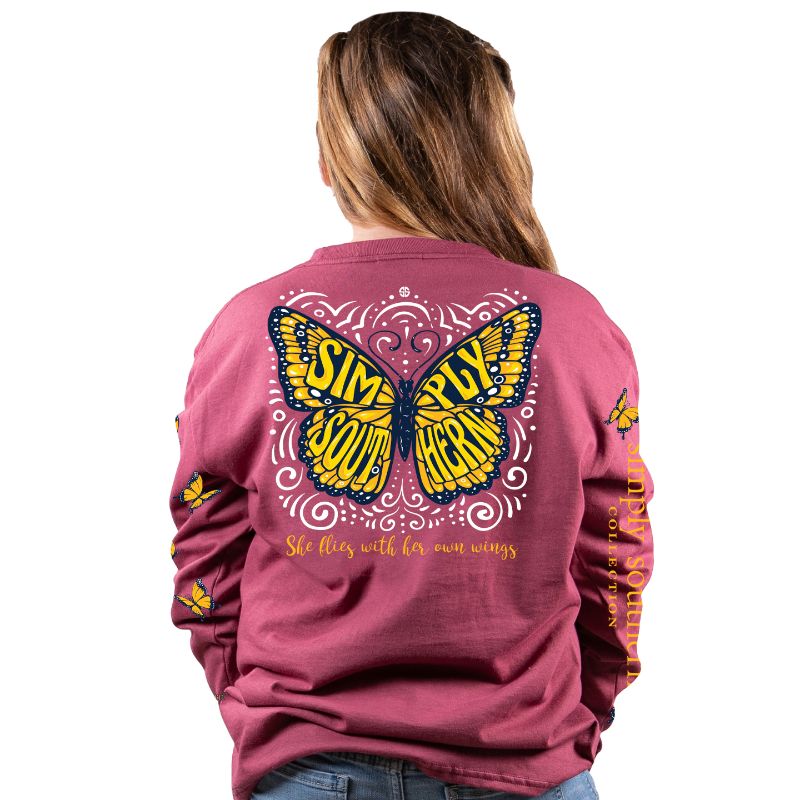 SALE Simply Southern Preppy Butterfly Logo Long Sleeve T-Shirt