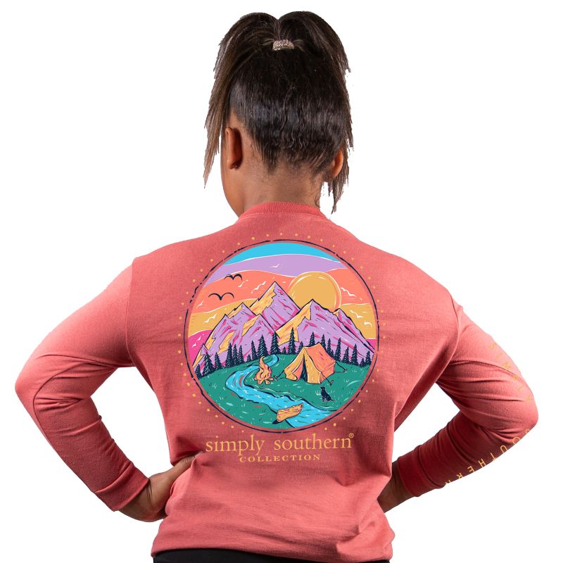 SALE Simply Southern Preppy Camp Mountains Fall Long Sleeve T-Shirt