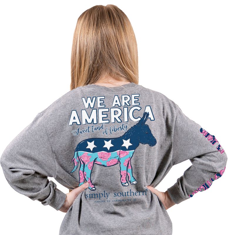 SALE Simply Southern Land Of Liberty Democrat USA Long Sleeve T-Shirt