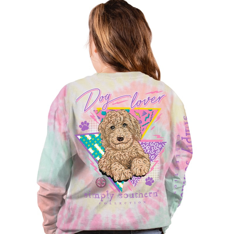 SALE Simply Southern Retro Dog Lover Tie Dye Long Sleeve T-Shirt