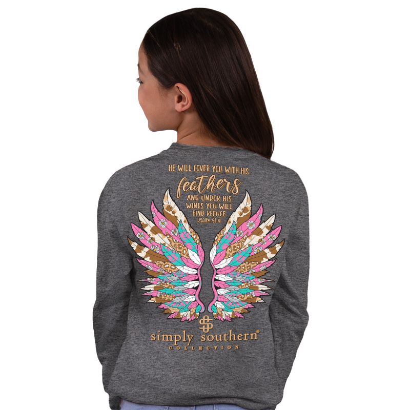SALE Simply Southern Feathers Wings Long Sleeve T-Shirt