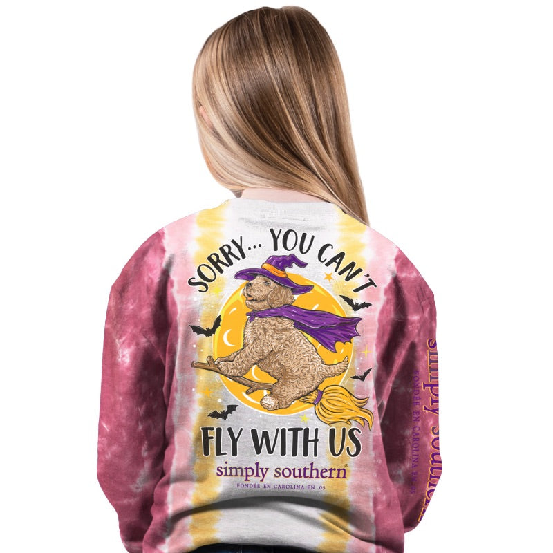 SALE Simply Southern Fly With Us Halloween Tie Dye Long Sleeve T-Shirt