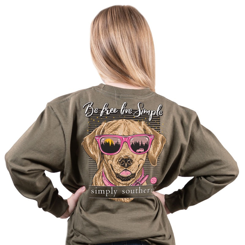 SALE Simply Southern Be Free Live Simple Dog Long Sleeve T-Shirt