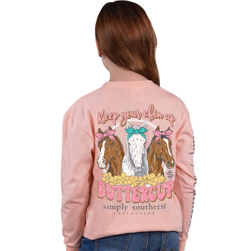 Simply Southern Chin Up Buttercup Horses Long Sleeve T-Shirt