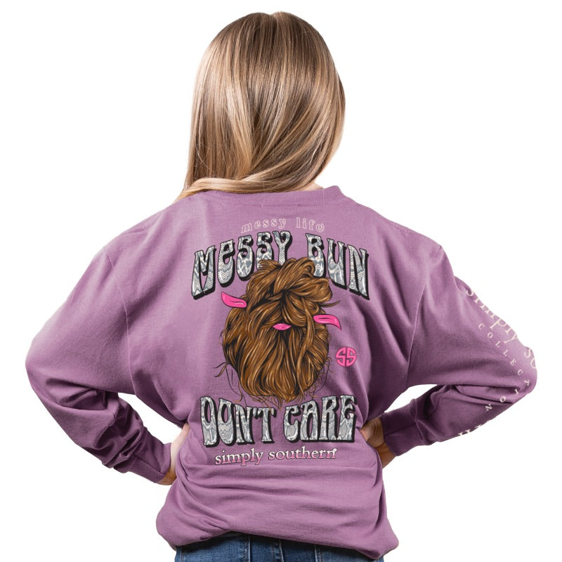 SALE Simply Southern Messy Bun Don&#39;t Care Long Sleeve T-Shirt