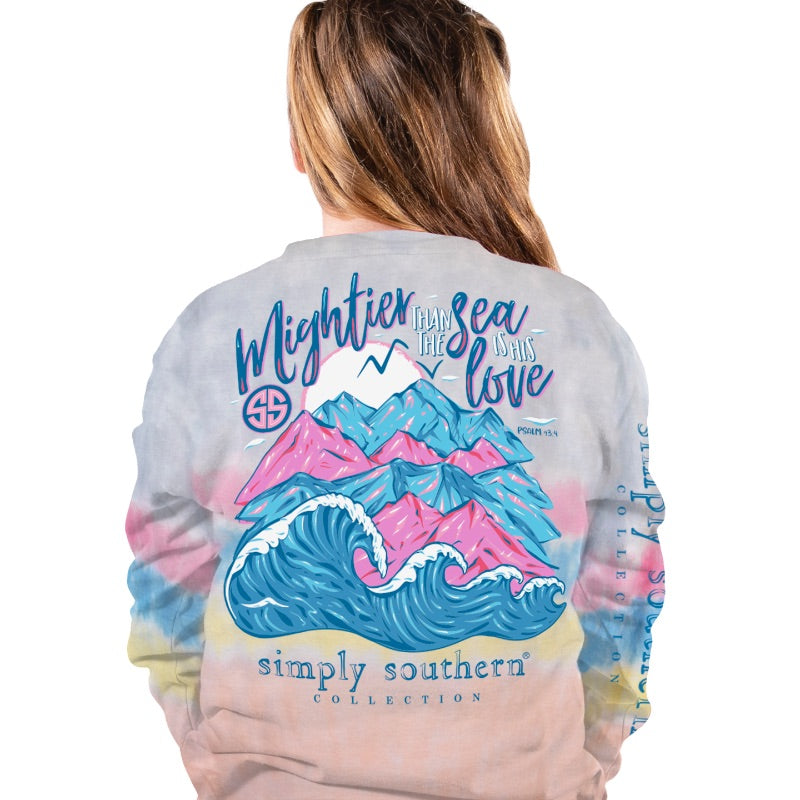 SALE Simply Southern Mightier Than The Sea Tie Dye Long Sleeve T-Shirt