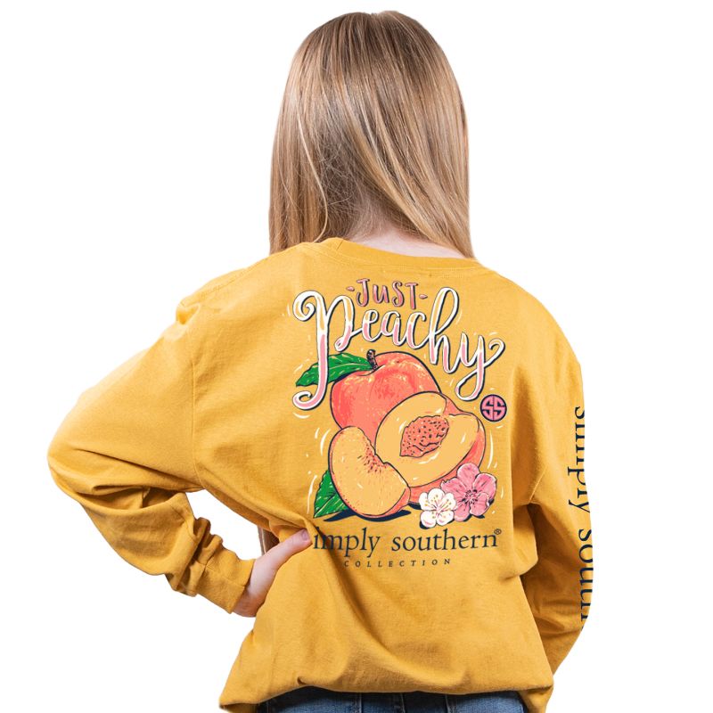 SALE Simply Southern Preppy Just Peachy Long Sleeve T-Shirt