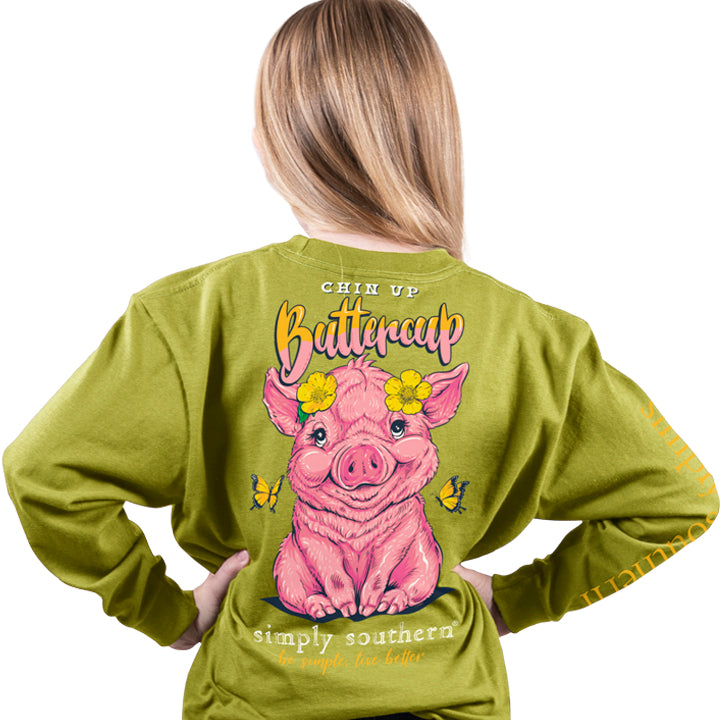 SALE Simply Southern Preppy Buttercup Pig Long Sleeve T-Shirt