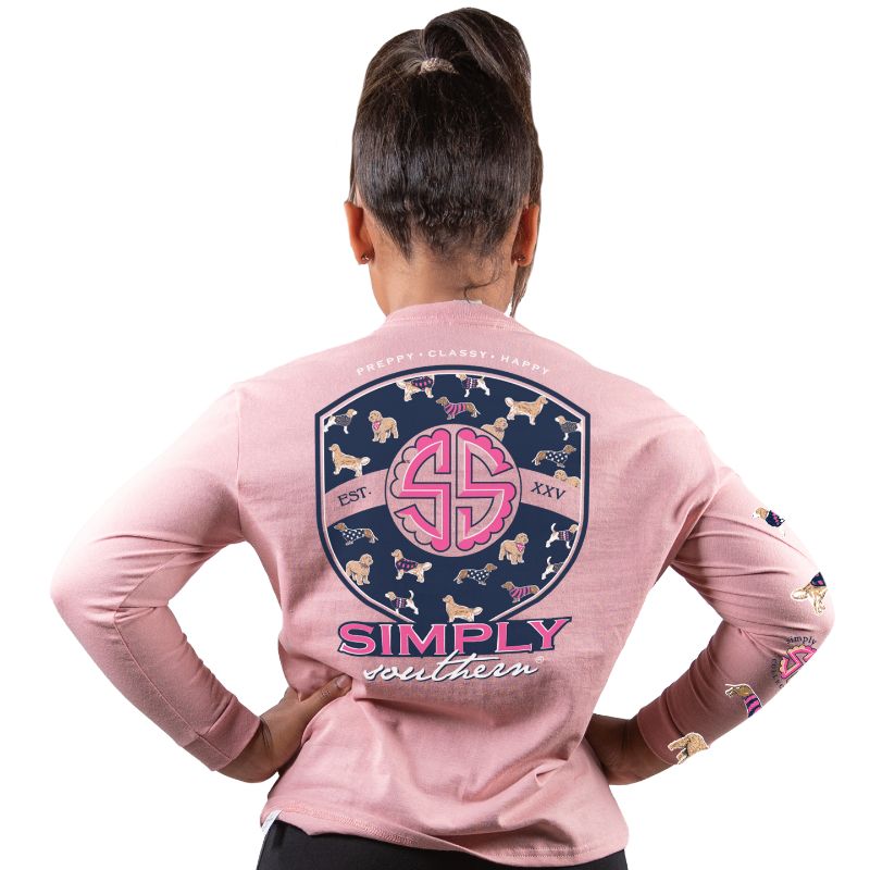 SALE Simply Southern Preppy Puppy Logo Long Sleeve T-Shirt
