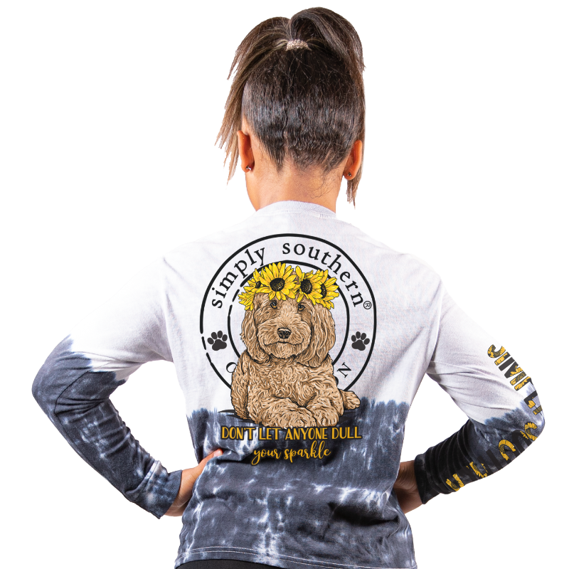SALE Simply Southern Dull Your Sparkle Dog Sunflower Long Sleeve T-Shirt