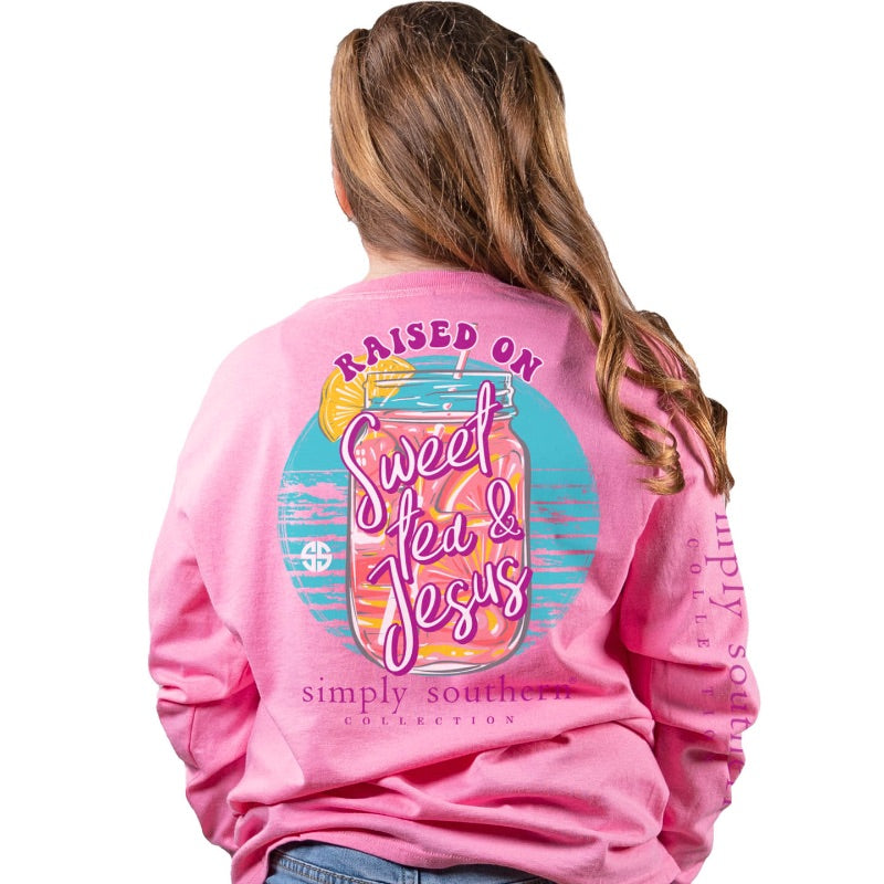 SALE Simply Southern Sweet Tea &amp; Jesus Long Sleeve T-Shirt