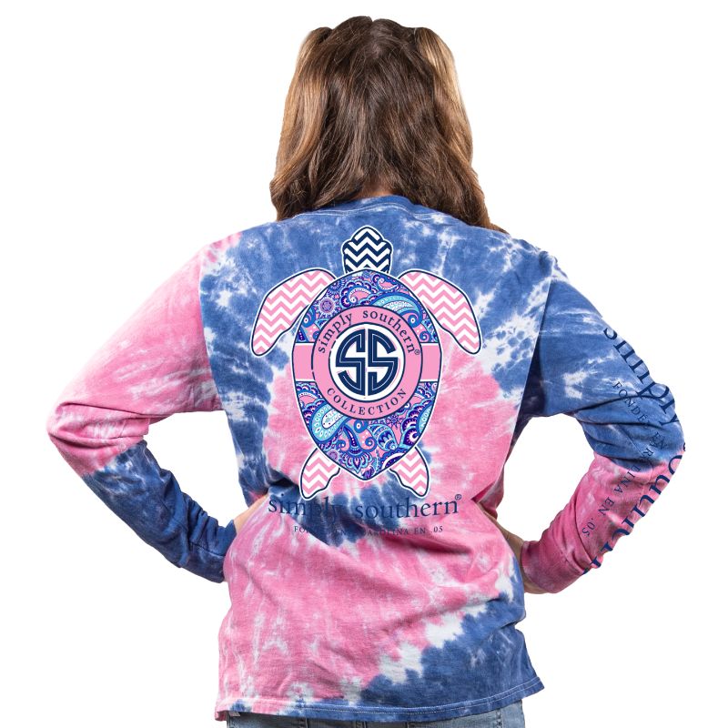 SALE Simply Southern Paisley Turtle Tie Dye Long Sleeve T-Shirt