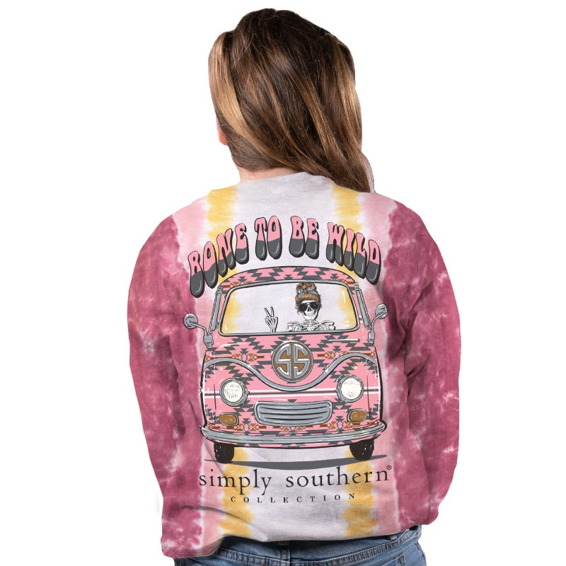 SALE Simply Southern Bone To Be Wild Tie Dye Long Sleeve T-Shirt