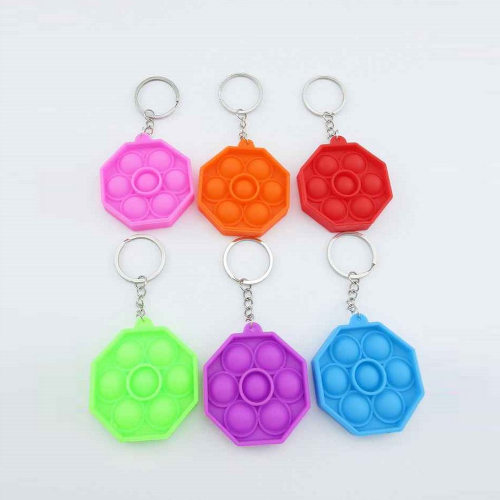 Mini Octogon Push Pop It Bubble Fidget Toy Keychain