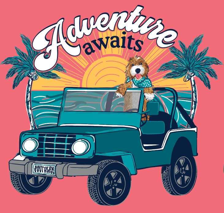 Southernology Adventure Awaits Dog Comfort Colors T-Shirt