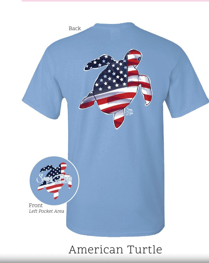 SALE Sassy Frass American Turtle USA T-Shirt