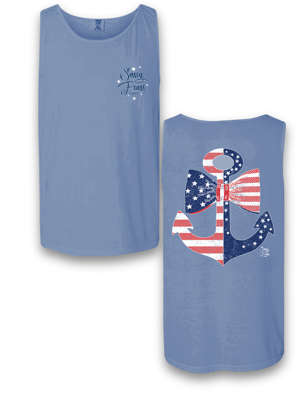 Sassy Frass Old Glory USA American Flag Anchor Comfort Colors Bright T Shirt Tank Top