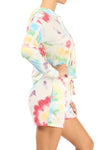 SALE Lounge Multi Color Tie Dye Hoodie and Shorts Set