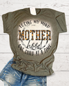 Motherhood Losing my Mind One Child at a Time Bleached Dye Canvas Girlie T Shirt