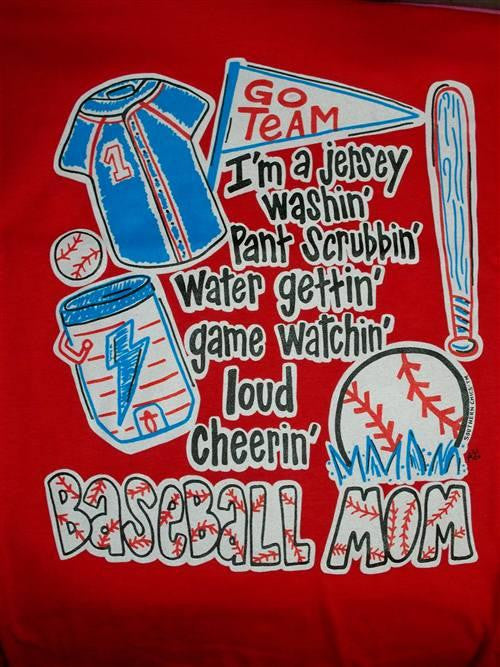 Southern Chics Funny Baseball Mom 4 Red Sweet Girlie Bright T Shirt