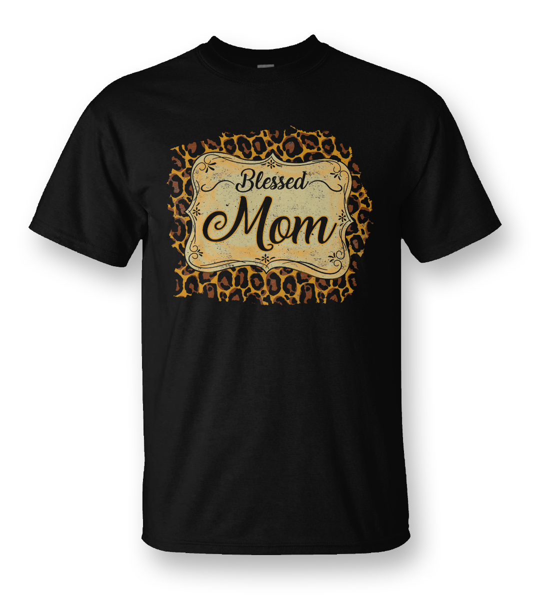 Sassy Frass Blessed Mom Leopard Front Print Bright Girlie T Shirt