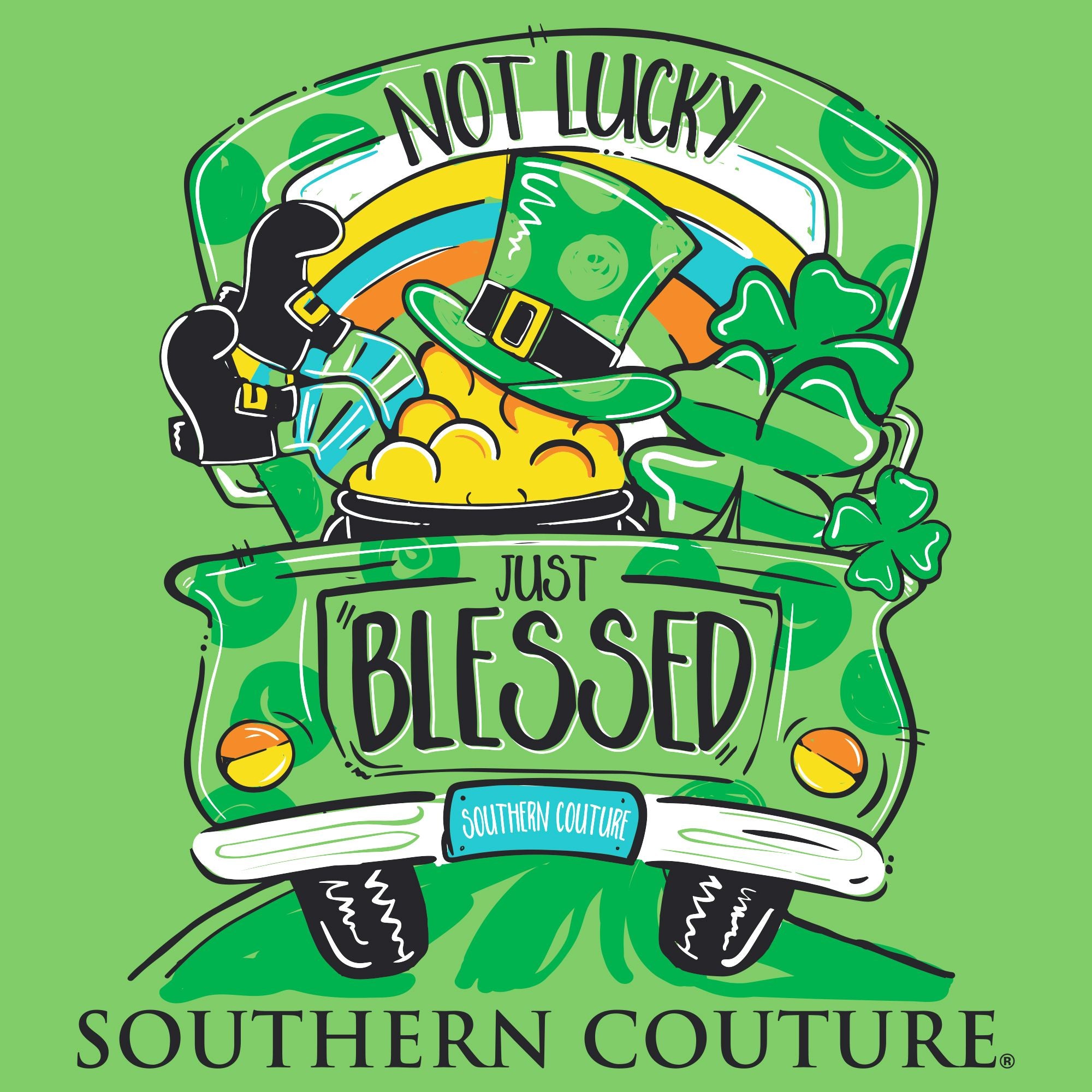 Southern Couture Classic Not Lucky Just Blessed Irish T-Shirt