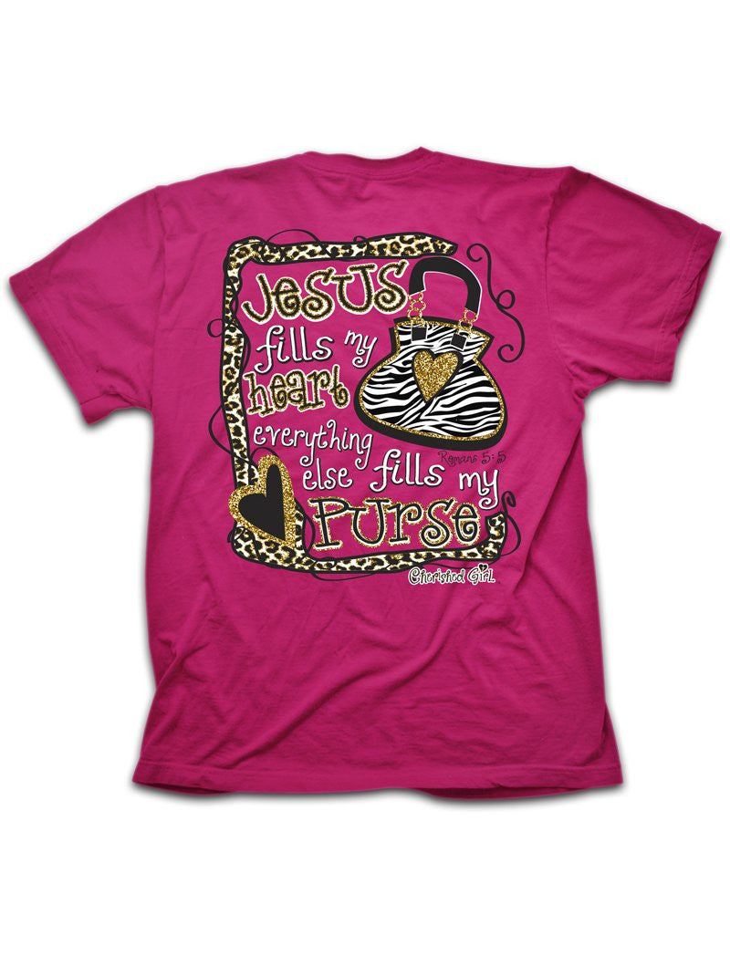 Cherished Girl Funny Jesus Fills My Heart Zebra Purse Girlie Christian Bright T Shirt - SimplyCuteTees