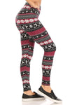Christmas Fair Isle Reindeer Print Soft Lounge Fleece Lined Leggings Pants