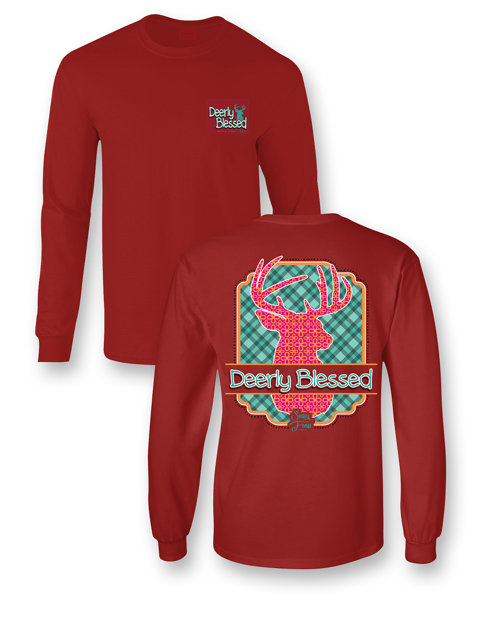 SALE Sassy Frass Deerly Blessed Deer Long Sleeve Bright Girlie T Shirt
